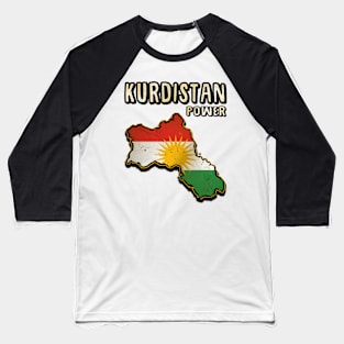 Kurdistan Map, Cool Kurdistan Power, Kurdish Flag Baseball T-Shirt